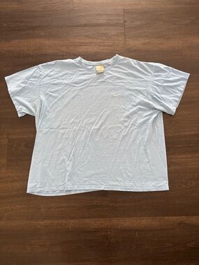 Vintage Y2K Nike Embroidered Mini Swoosh Check Logo Sky Blue T-Shirt Sz XXL